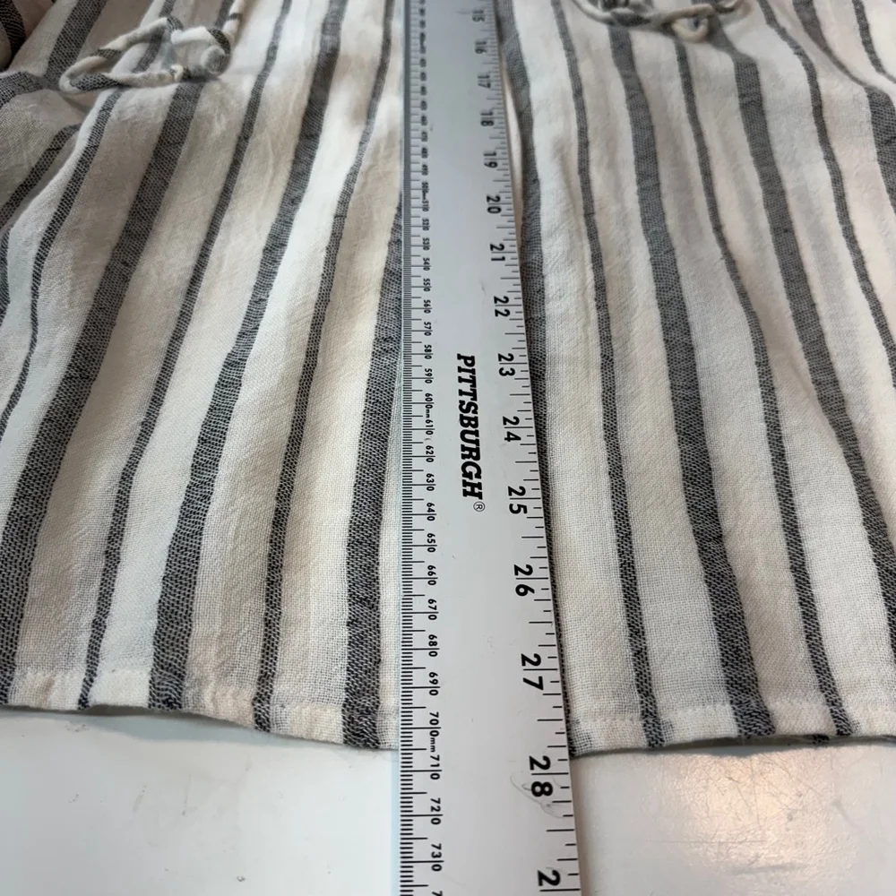 Billabong Same Story Cover Up Womens S Small White Gray Striped Lace Up Hooded